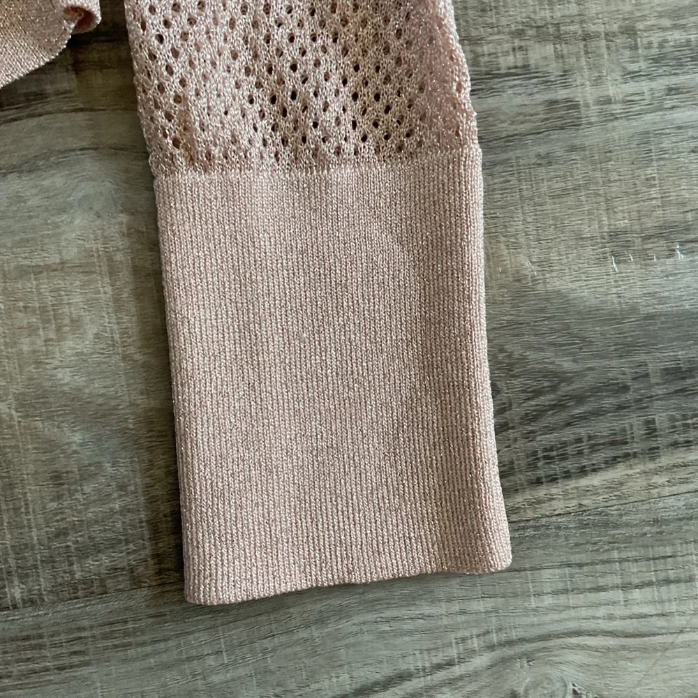 Kate Spade New York rose gold open-knit metallic cardigan